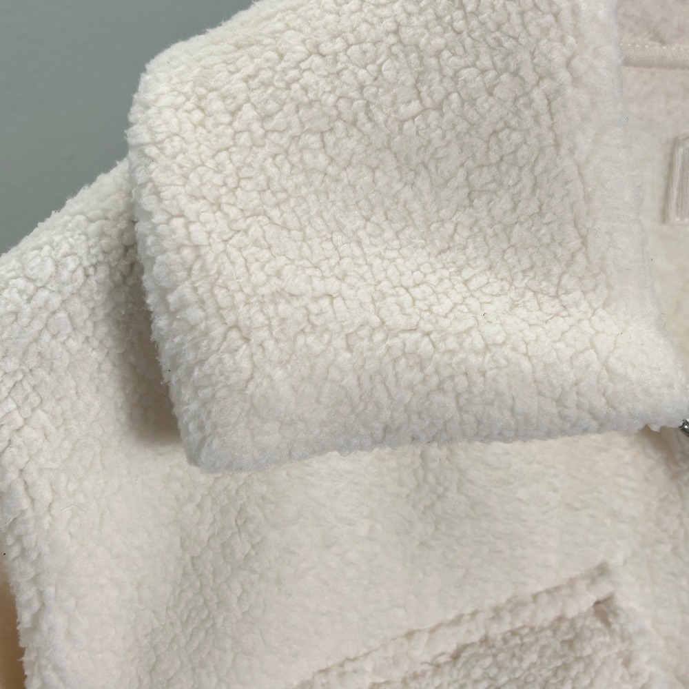 Abercrombie Kids Cream Sherpa Faux Fur Half Zip Fleece Pullover Sweatshirt 15/16 - Picture 5 of 8